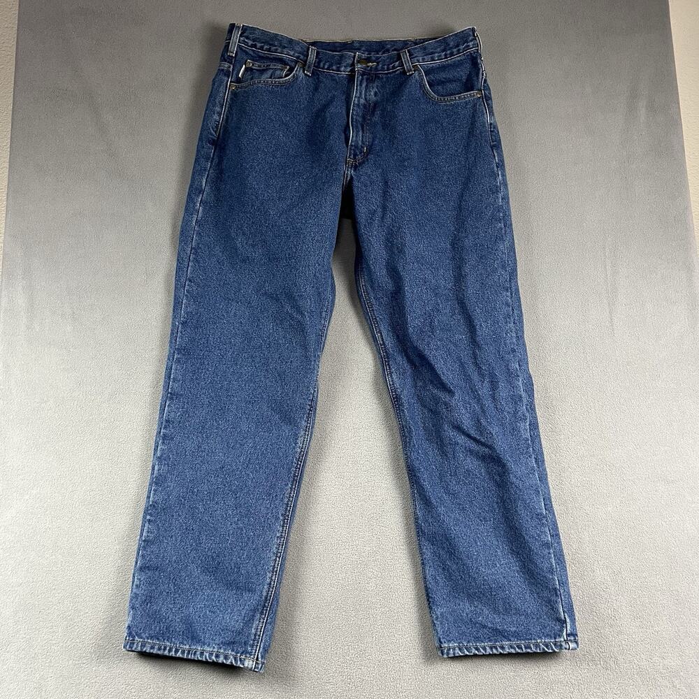 VTG Carhartt Pants Mens 38X32 Blue Relaxed Fit Flannel Lined Insulated Workwear